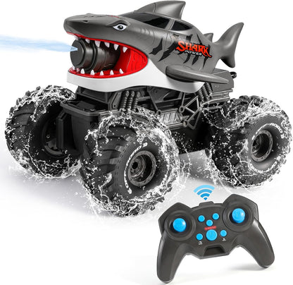 BOBXIN Anfibio Control Remoto Coche Tiburón Monster Truck Squirt Ag...