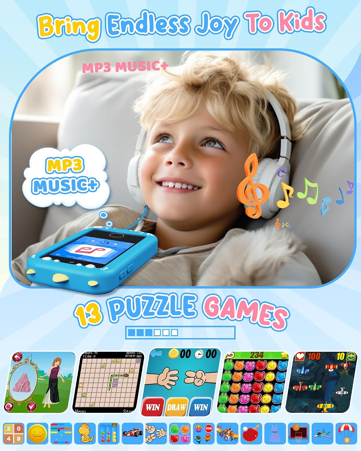 KOKODI Teléfono inteligente para niños, pantalla táctil HD con cáma...