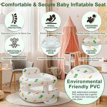 Asiento de bebé inflable con bomba incorporada y soporte de espalda...