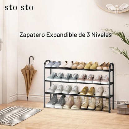 STO STO - Zapatero expandible de 3 niveles para armario, entrada, 1...