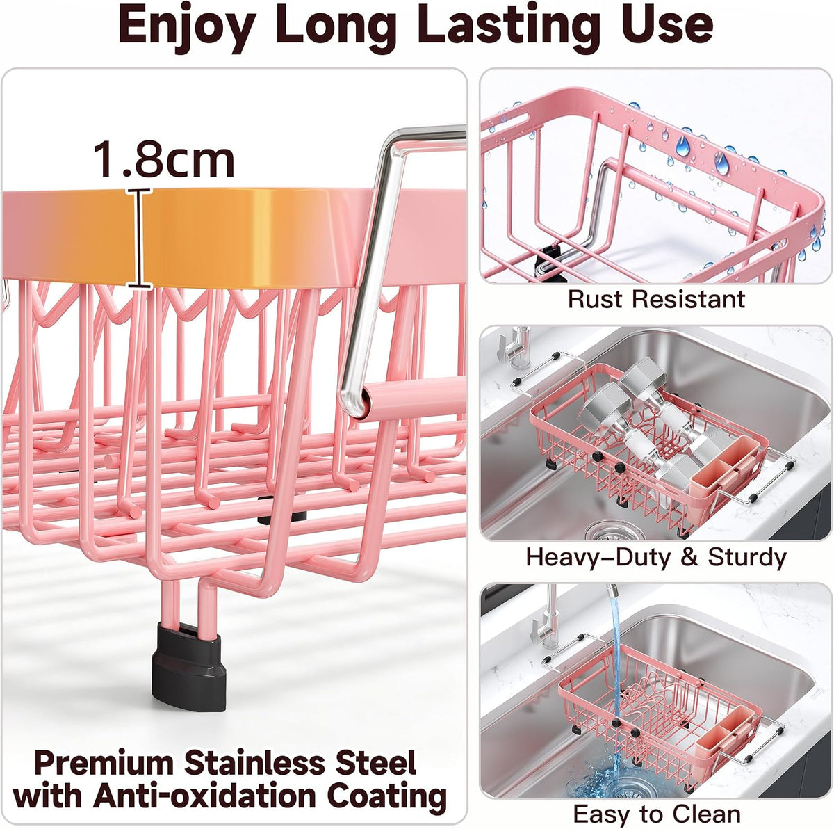 JASIWAY Mini escurridor de platos rosa para apartamentos compactos,...