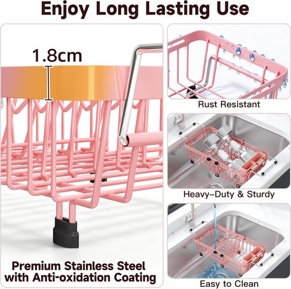 JASIWAY Mini escurridor de platos rosa para apartamentos compactos,...