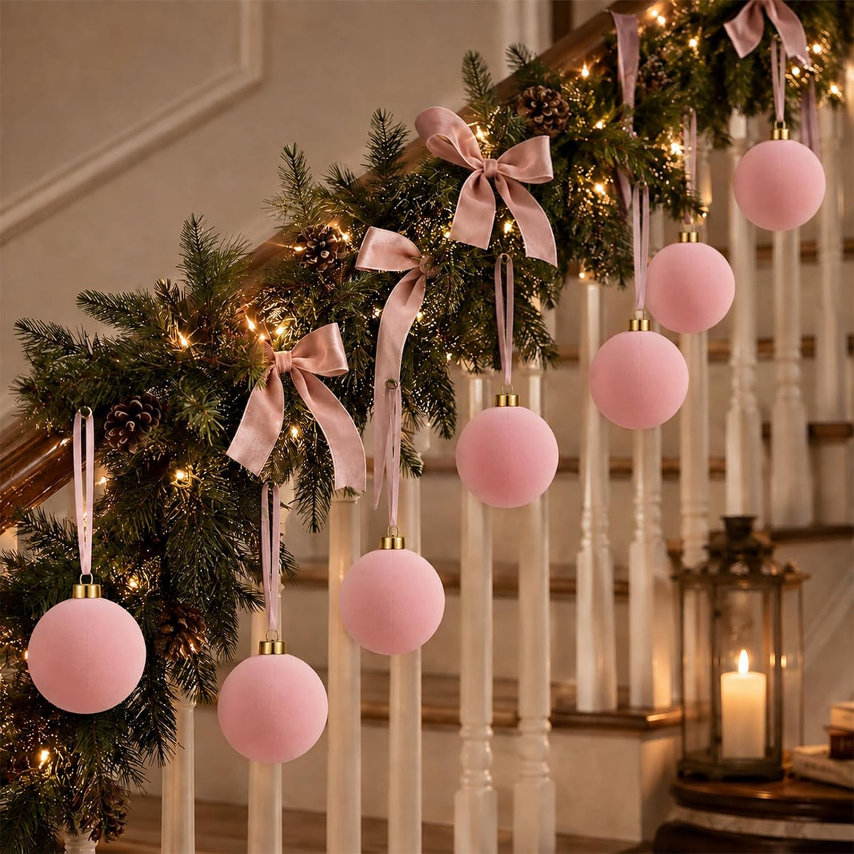 6 adornos grandes de terciopelo de Navidad de 4 pulgadas | Esferas...