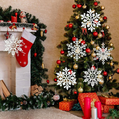 Adornos grandes de copos de nieve para decoración de árbol de Navid...