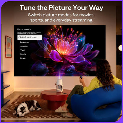 Aurzen Roku TV E1R Mini proyector portátil inteligente con WiFi y B...