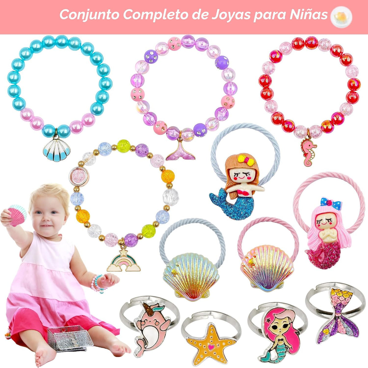 Bombas de baño de sirena para niños y niñas con sorpresa en el inte...