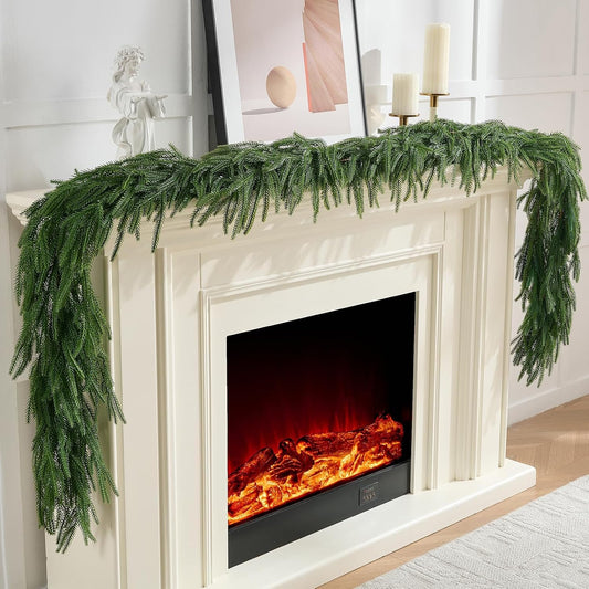 CLEANGOR 2 guirnaldas de pino Norfolk de 9 pies para decoraciones n...