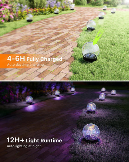 GVSHINE Paquete de 2 luces de orbe de vidrio agrietado multicolor d...