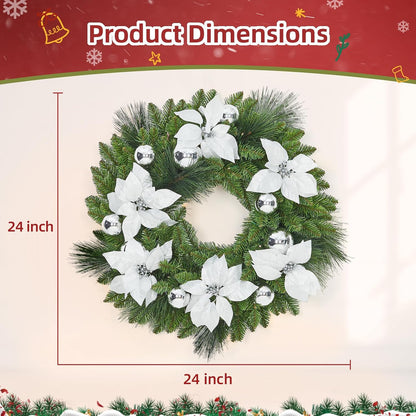 Garvee Corona de Navidad de 24 pulgadas con hojas de ciprés, adorno...