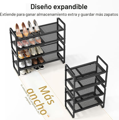 Zapatero de metal expandible para armario, entrada y garaje, 4 nive...