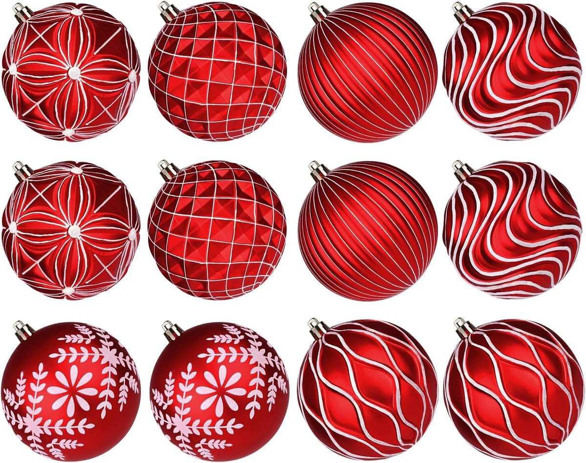 Lanpn 12 bolas de Navidad grandes de 4 pulgadas, decoraciones colga...