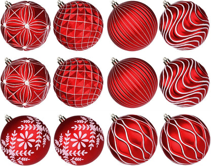 Lanpn 12 bolas de Navidad grandes de 4 pulgadas, decoraciones colga...