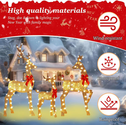 Decoraciones de ciervos navideños grandes iluminados de 63 pulgadas...