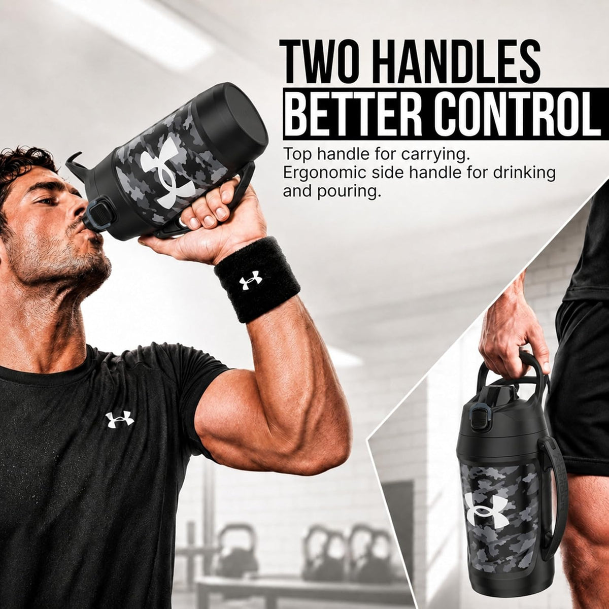 Under Armour Botella de agua aislada con asa y gancho para cerca, j...