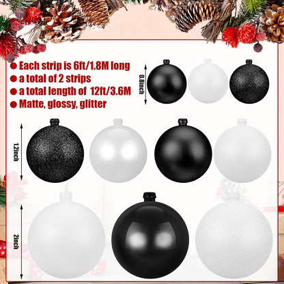 Yuxung - 2 guirnaldas de bolas de Navidad de 6 pies, color negro, b...
