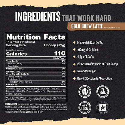 Animal - Proteína 100 % de suero en polvo sabor café helado instant...