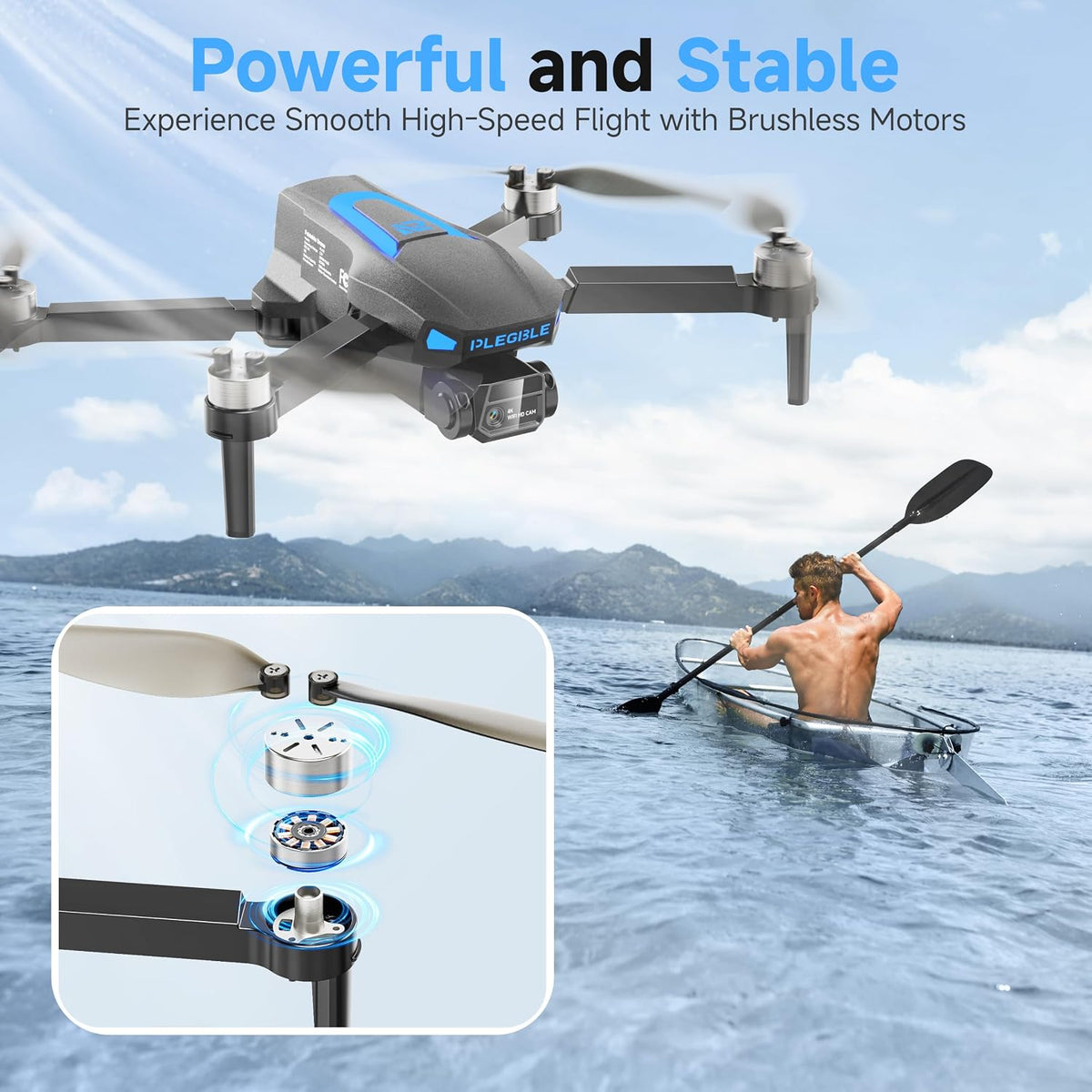 PLEGBLE Drones con cámara para adultos 4K, dron FPV principiante |...