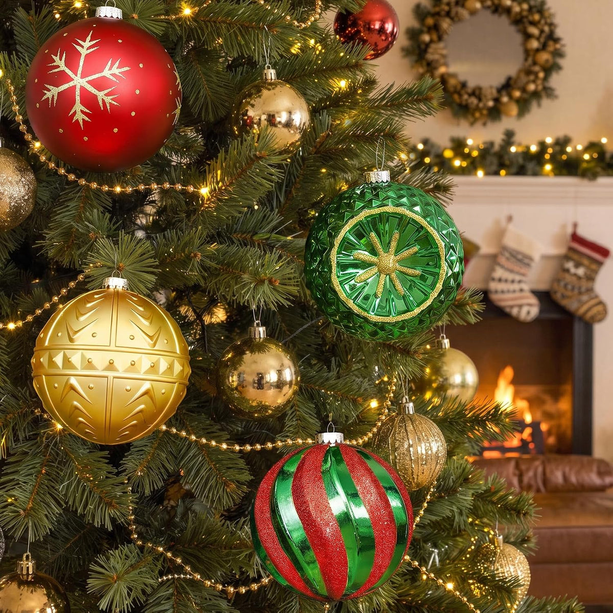 SHareconn Bolas decorativas grandes de árbol de Navidad de 4 unidad...