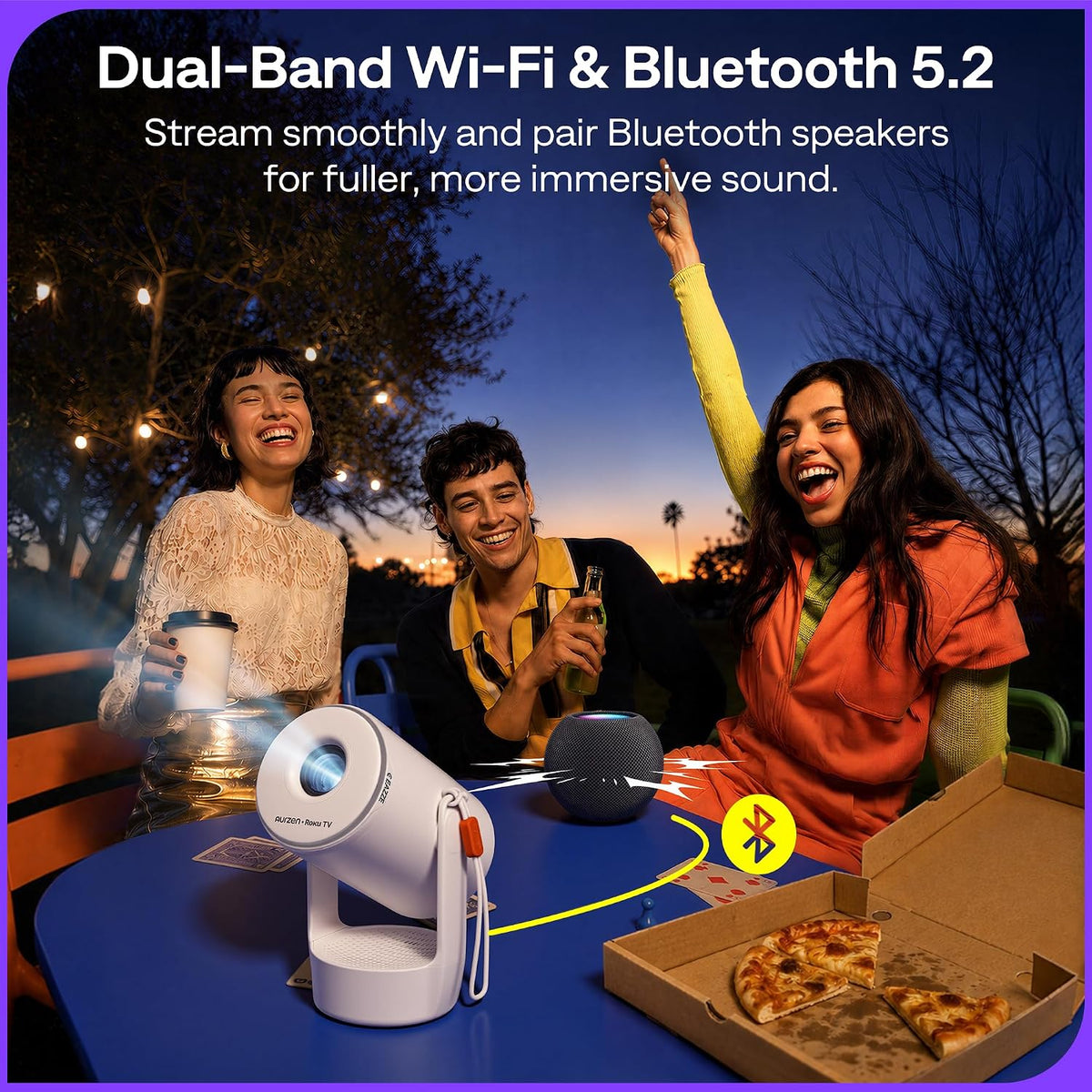 Aurzen Roku TV E1R Mini proyector portátil inteligente con WiFi y B...