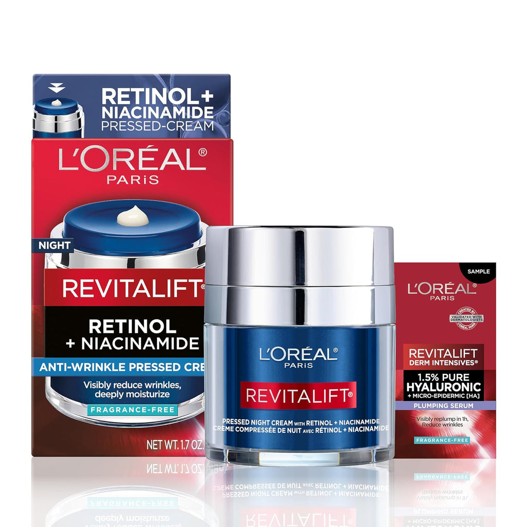L'Oreal Paris Revitalift Crema de noche prensada, retinol + nia...