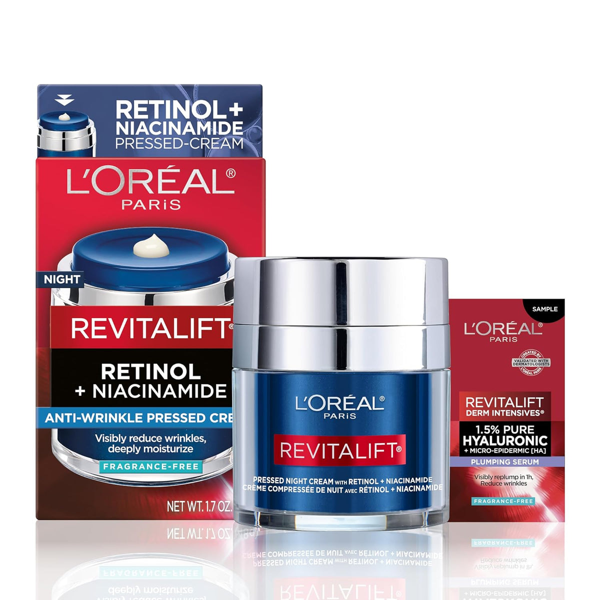 L'Oreal Paris Revitalift Crema de noche prensada, retinol + nia...