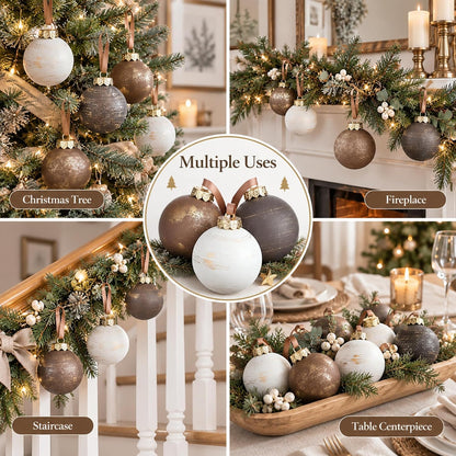 Yunlly - 12 adornos de Navidad neutros 2026, color bronce gris pard...