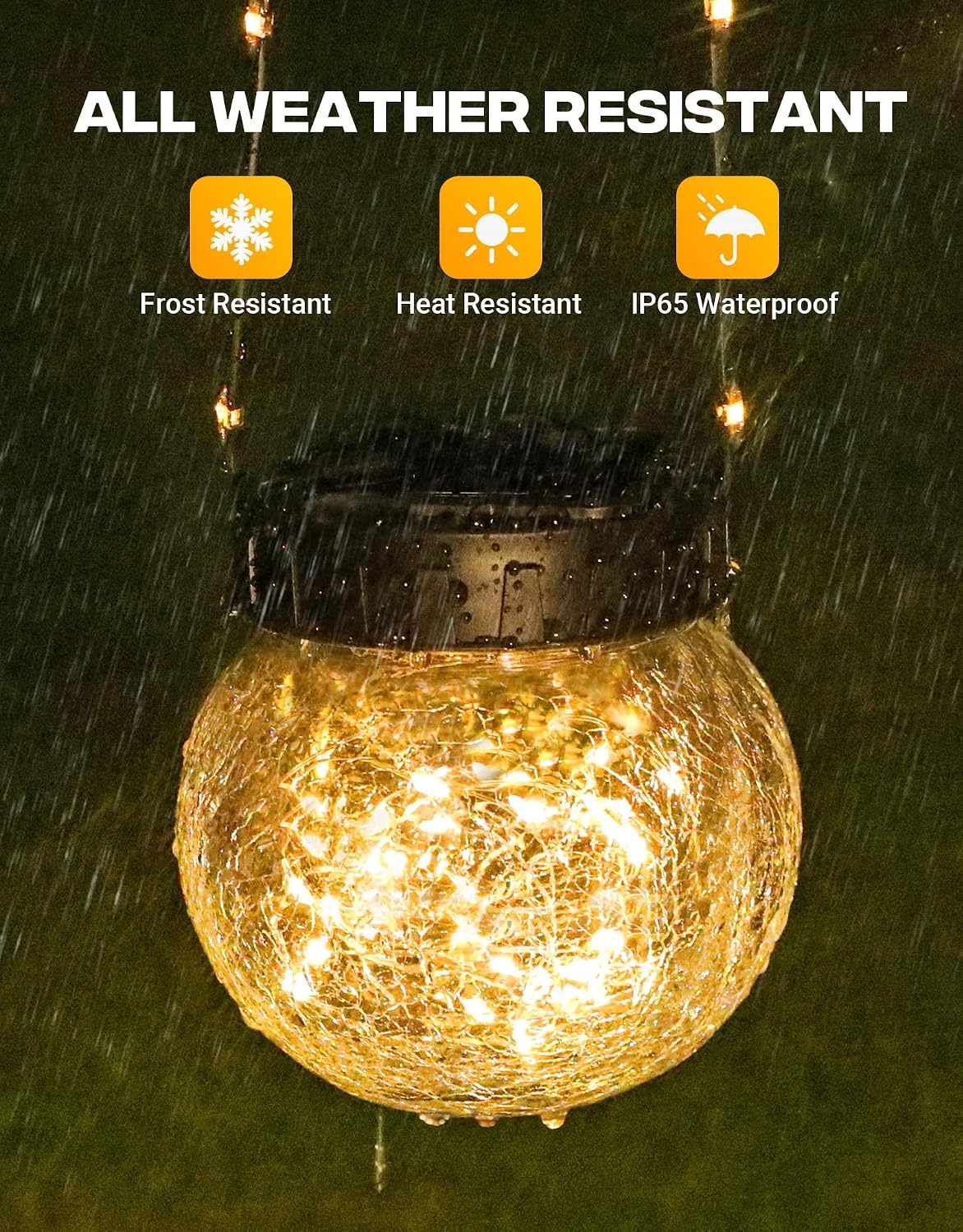PARTPHONER Luces solares impermeables para exteriores, paquete de 2...