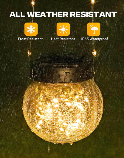PARTPHONER Luces solares impermeables para exteriores, paquete de 2...
