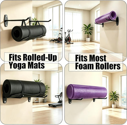 Soporte de pared para esterilla de yoga, estante de almacenamiento...