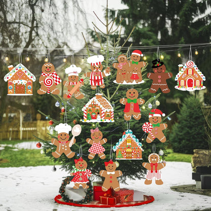 Decoración de Navidad de Pan de Jengibre al Aire Libre - 18 piezas...