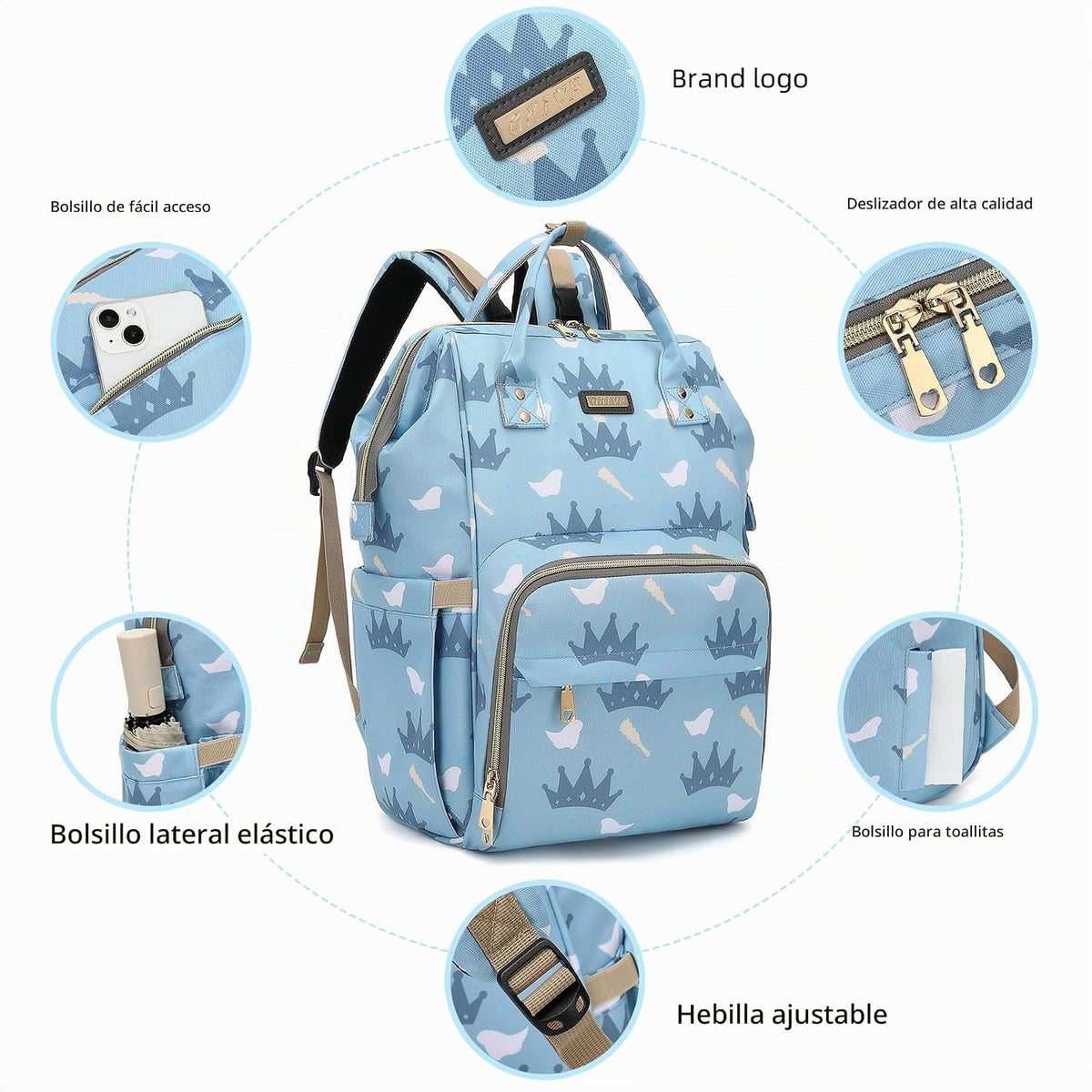 Mochila para pañales, bolsas de pañales para bebés, niñas y niños,...