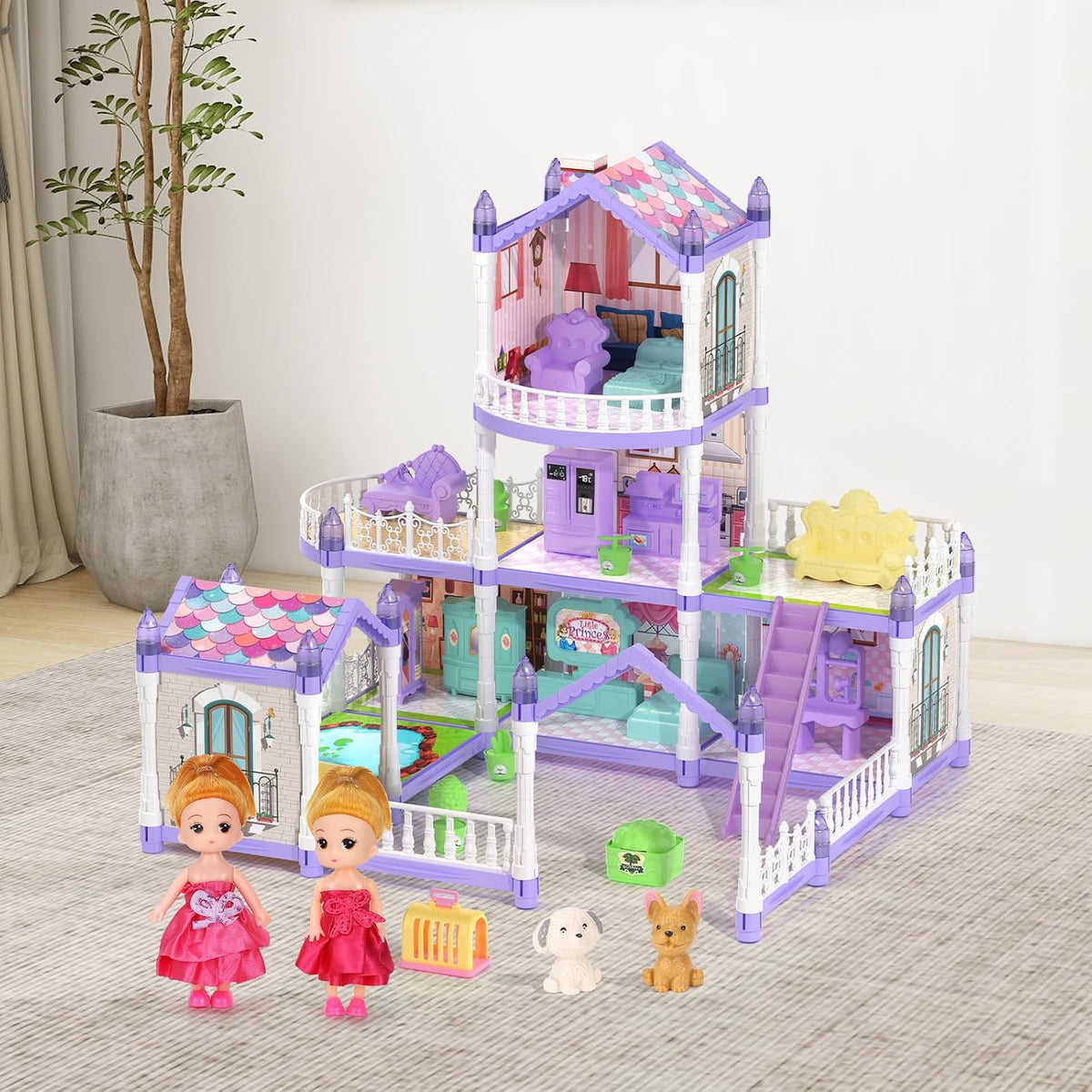 Randhar - Casa de muñecas para niñas, casa de muñecas de ensueño, 9...