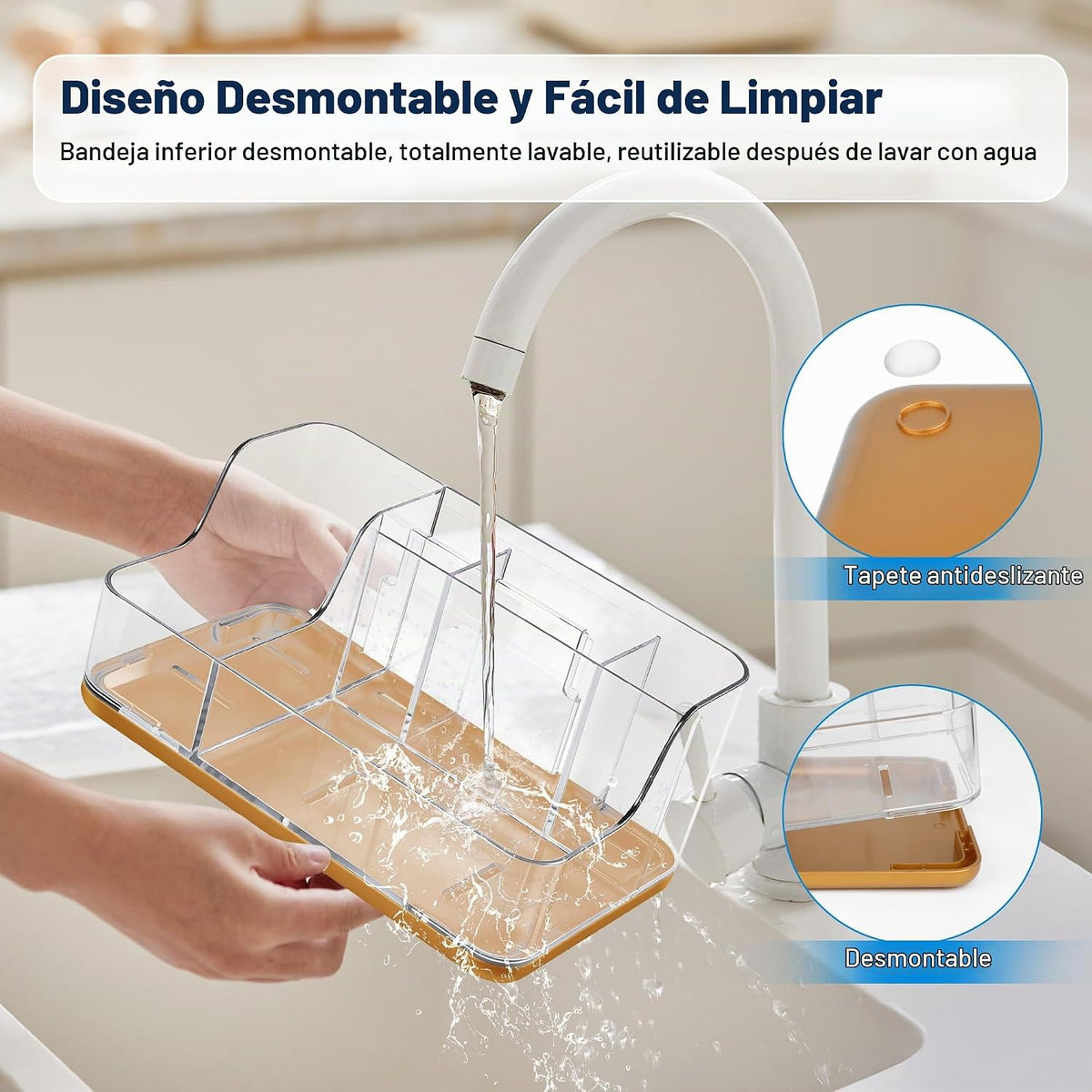 LAREKUN Estante de almacenamiento dorado para encimera de baño, láp...