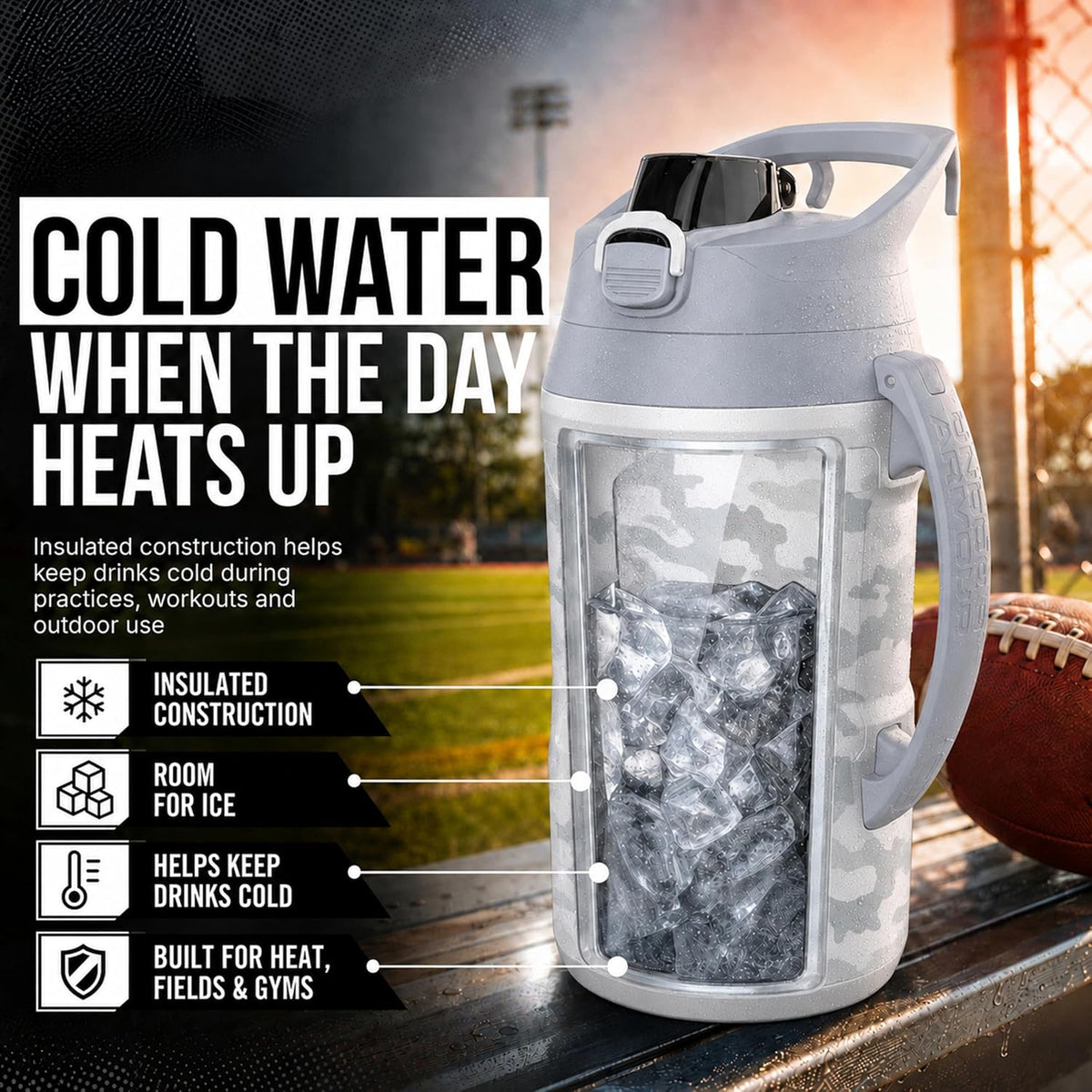 Under Armour Botella de agua aislada con asa y gancho para cerca, j...