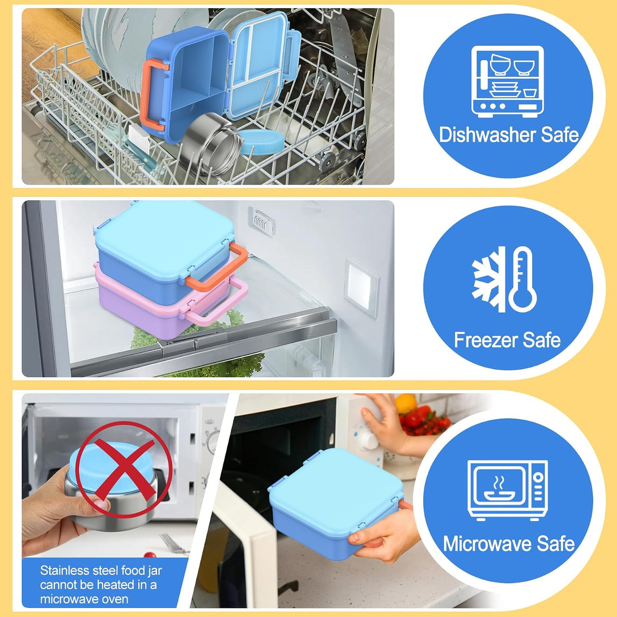 Lonchera Bento para niños con termo de 9 onzas, calcomanías imperme...