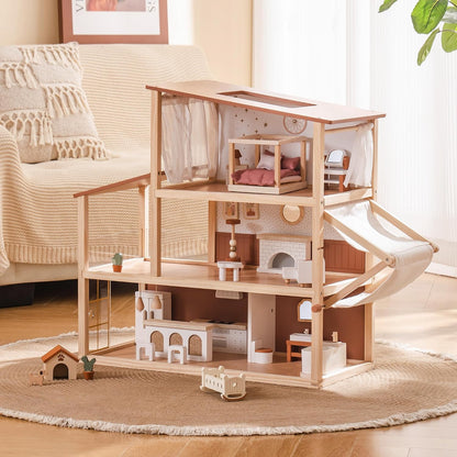 ROBOTIME Casa de muñecas de madera para niños de 3, 4, 5, 6 años, c...