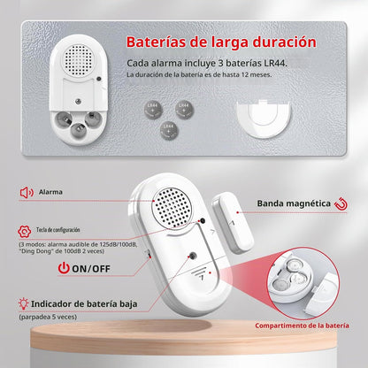 Sanjie Sensores de alarma para puerta y ventana, paquete de 5, 125d...