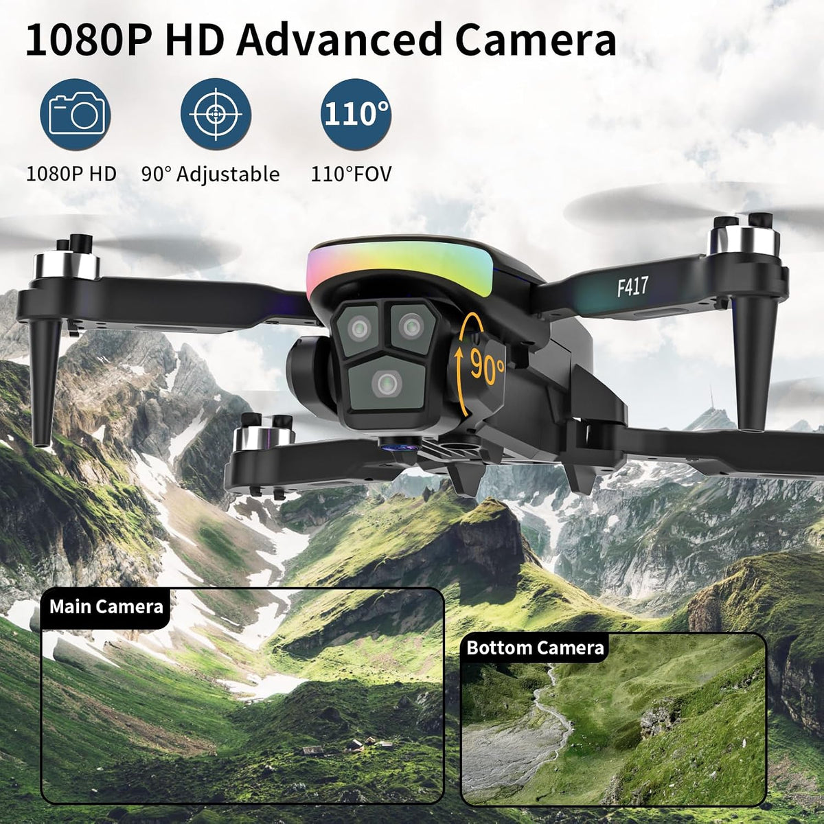 Mini dron con cámara 1080P para adultos y principiantes, cuadricópt...