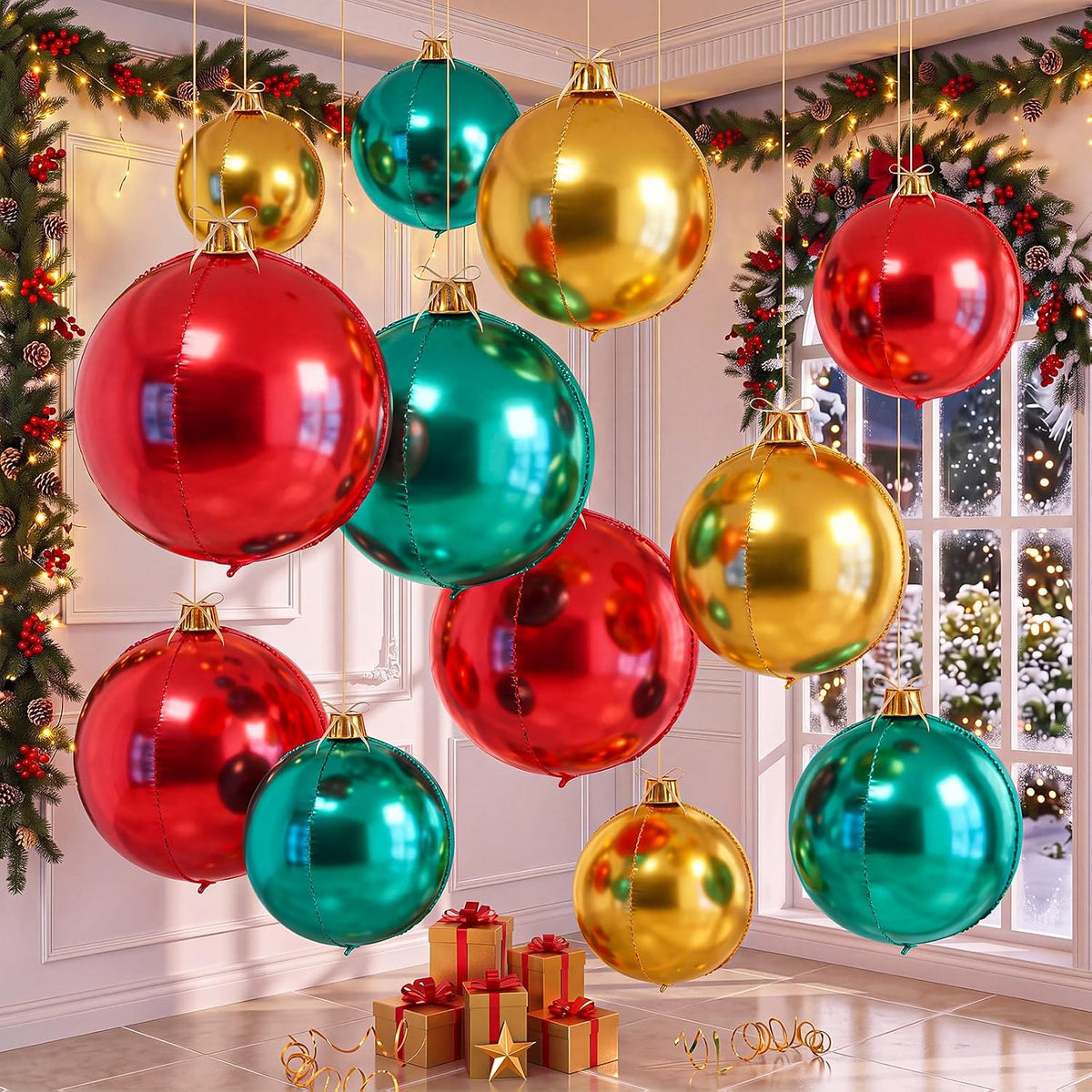 Relaxgiant Juego de 12 adornos de bolas de Navidad jumbo de 22 pulg...