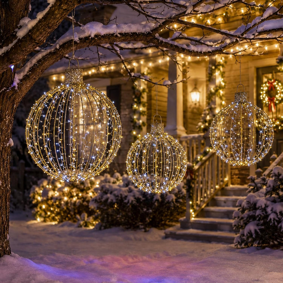Starfree 6 bolas LED grandes de Navidad iluminadas de 19 pulgadas +...