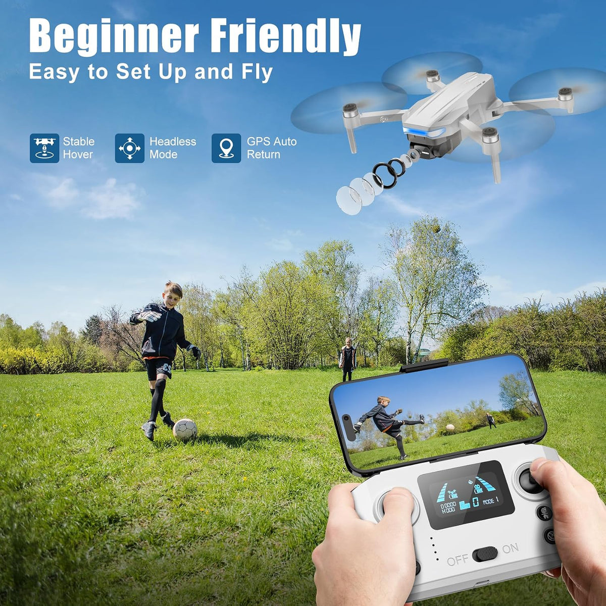 Oddire Drones con cámara para adultos 4K, retorno automático GPS, v...