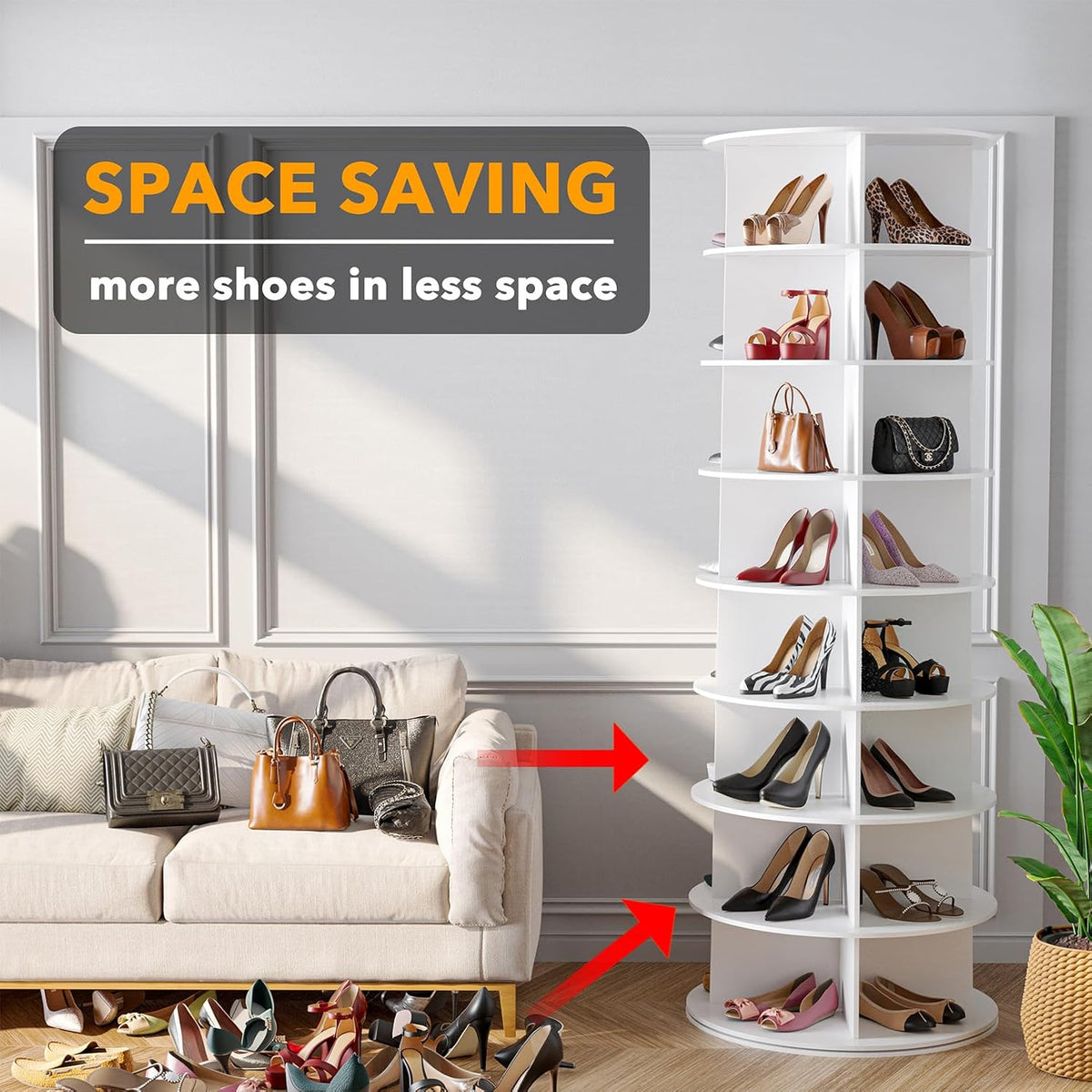 SpaceAid torre giratoria de estante para zapatos de 8 niveles, exhi...