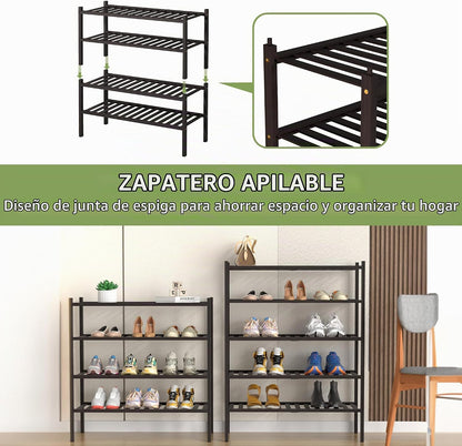 ROMGUAR CRAFT Zapatero de Bambú de 5 Niveles para Closet Independie...