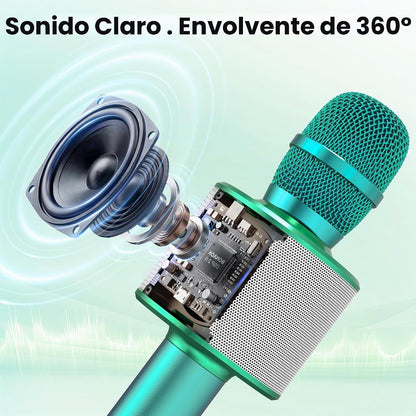 BONAOK - Micrófono inalámbrico Bluetooth de karaoke, 3 en 1; micróf...
