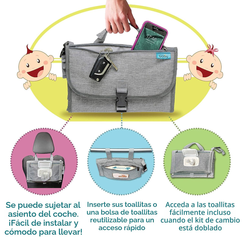 Kopi Baby Cambiador de pañales portátil con bolsillo para toallitas...