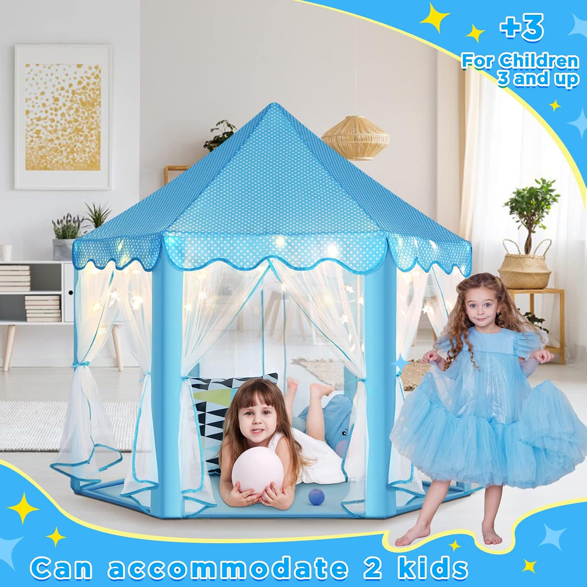 Monobeach Princess Castle Playhouse para niñas, tienda de campaña g...