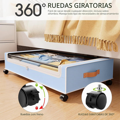 Yecaye Almacenamiento debajo de la cama con ruedas, paquete de 2 co...