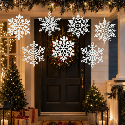 Adornos grandes de copos de nieve para decoración de árbol de Navid...