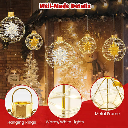 Tangkula - Paquete de 3 bolas de Navidad con luces LED, esfera de m...