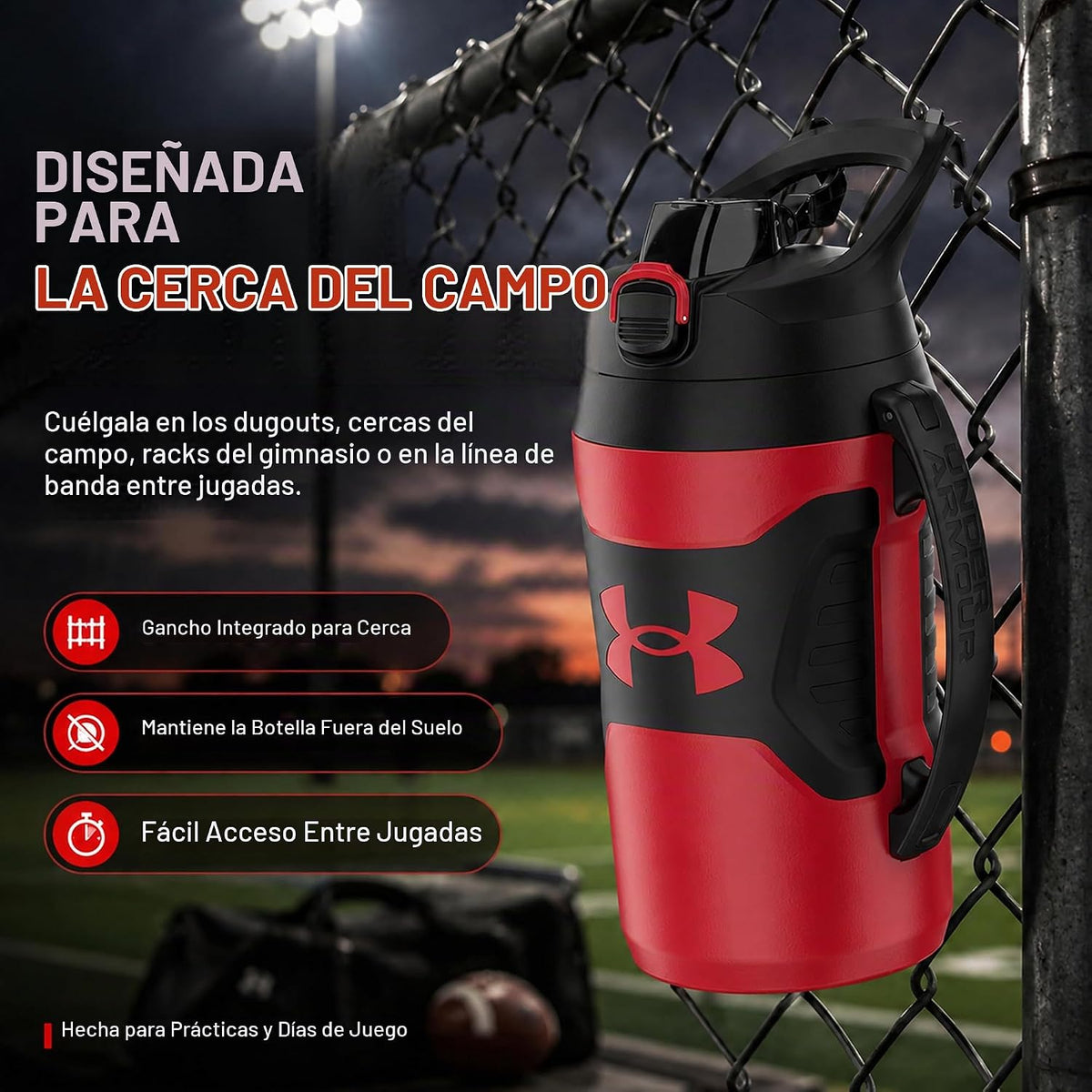 Under Armour Botella de agua aislada con asa y gancho para cerca, j...